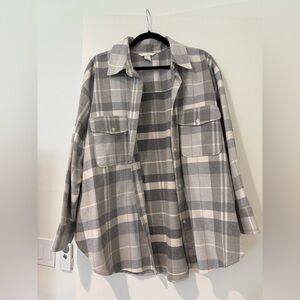 H&M Gray and White Plaid Casual Shirt